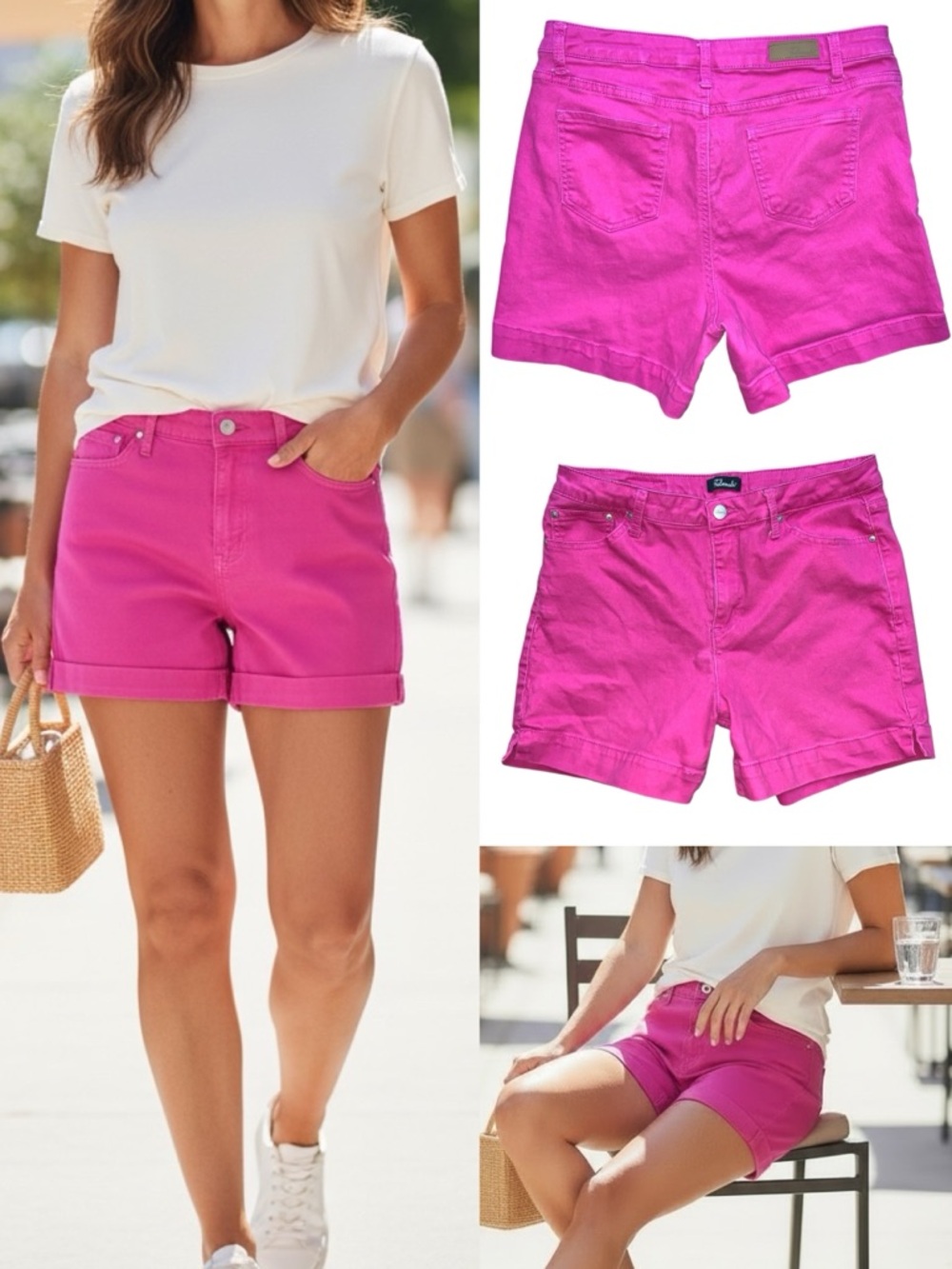 Tailormade Pink High Waisted Shorts Stretch Vibrant